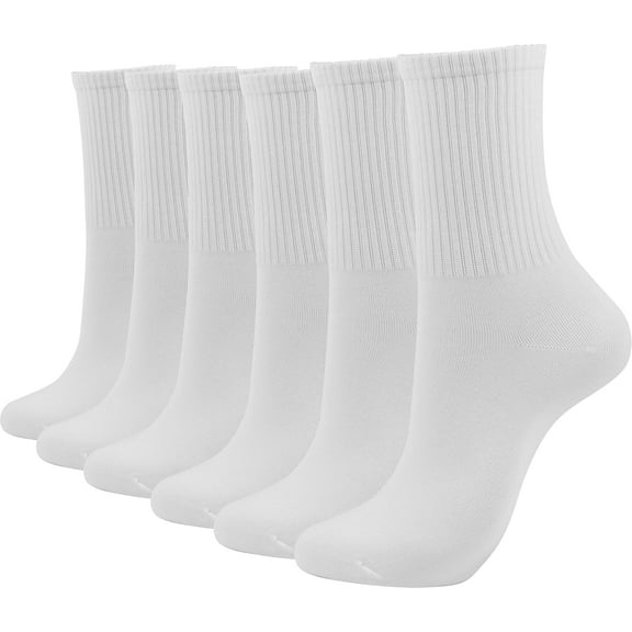 3 Pairs Womens Dress Socks Size 6-9 LightWeight Thin Casual Crew Calf Socks,White