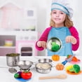 thumbnail image 4 of Play Kitchen Accessories, Wooden Play Food, Cooking Set with Stainless Steel Cookware Pots and Pans Utensils, Apron, Chef Hat, ​Cutting Food Kitchen Playset for Girls and Boys, 4 of 7