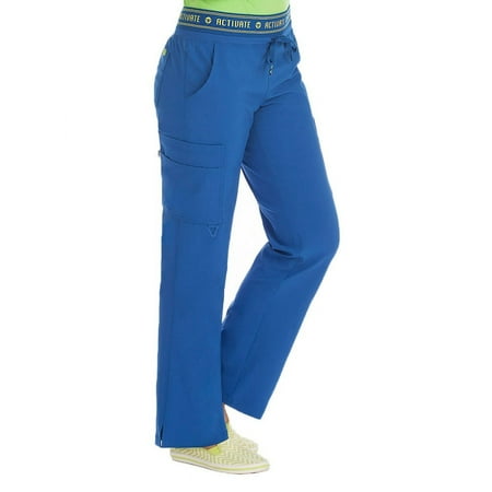 Med Couture Women's 8758 "Flow" Elastic Waist Cargo Scrub Pant -Royal-Small Tall