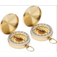 thumbnail image 1 of 2 Pack Classic Pocket Style Copper Clamshell Compass Waterproof Luminous Compass Camping Gear Survival Gear, 1 of 5