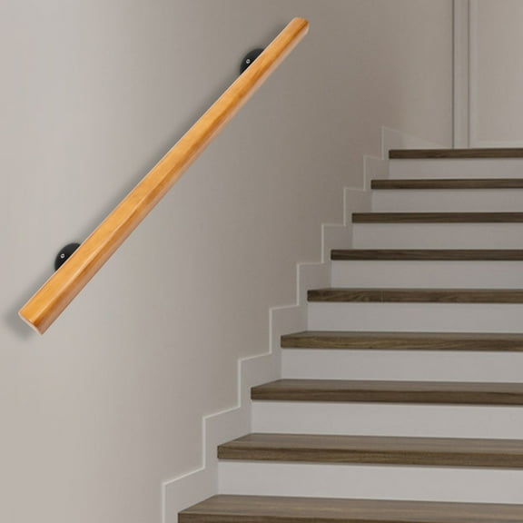 4FT Solid Wood Handrail for Indoor Stairs – 4ft Metal & Pine Support with Anti-Slip Design for Safety, Comfort, and Style