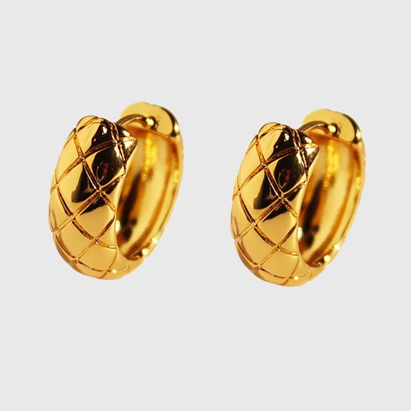 Quilted Huggie Hoop Earrings for Women
