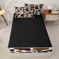thumbnail image 4 of Manfei Rustic Cow Print Zipper Full Size Comforter Sets with Fitted Sheet and 2 Pillowcases,Minimalist Animal Pattern Zipper Bedding Set,White Brown Beige,Reversible, 4 of 7
