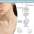 thumbnail image 2 of 1 Box 10Pcs Puffy Heart Charms 925 Sterling Silver Plated Brass Metal Love Heart Shaped Charms for Bracelet Earrings Jewelry Making, 2 of 5