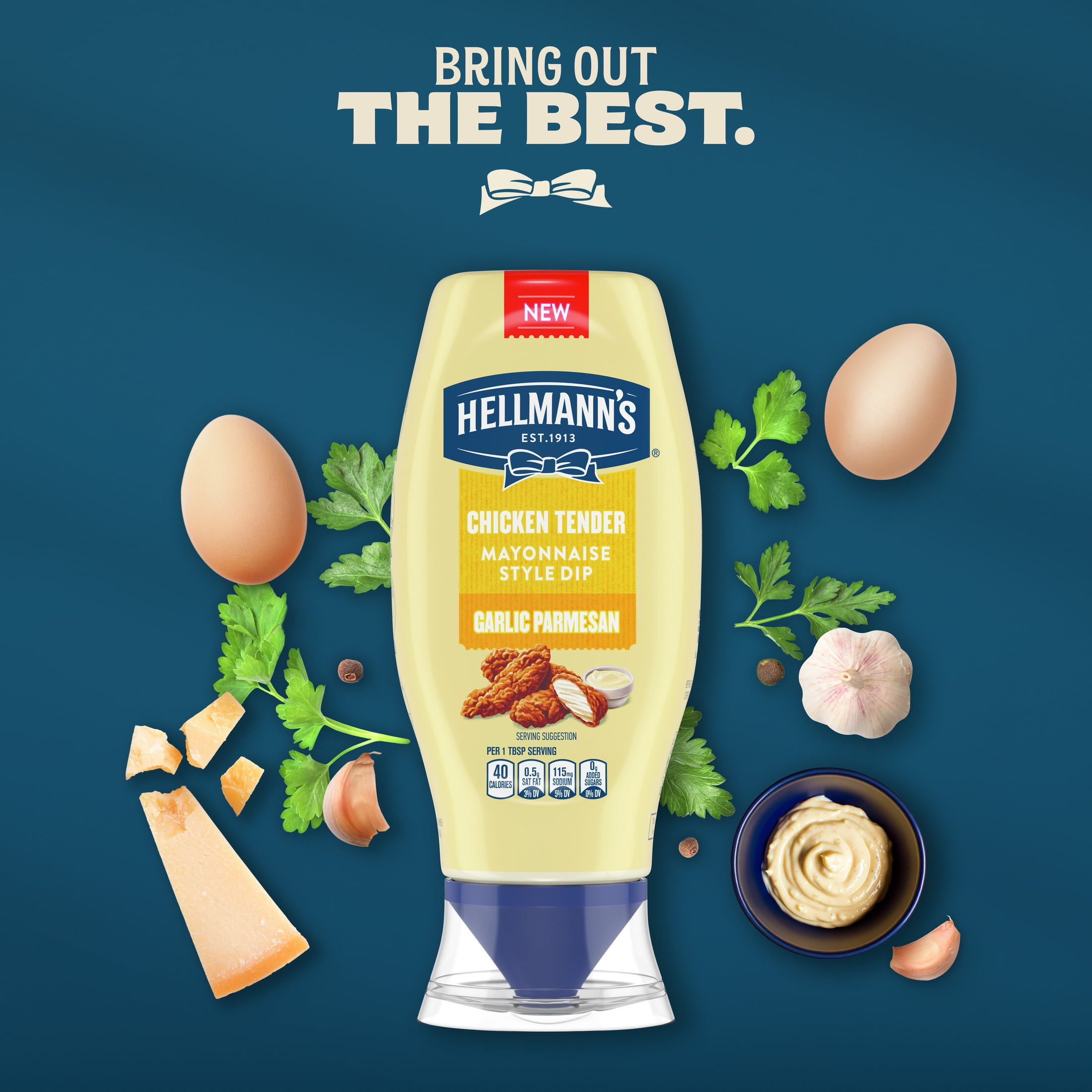(3 pack) Hellmann's Garlic Parmesan Chicken Tender Mayonnaise Style Dipping Sauce, 11.5 fl oz Squeeze Bottle