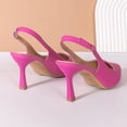 thumbnail image 6 of ZTTD Ladies Fashion Solid Color Leather Pointed Shallow Buckle Thin High Heeled Sandals Hot Pink, 6 of 7