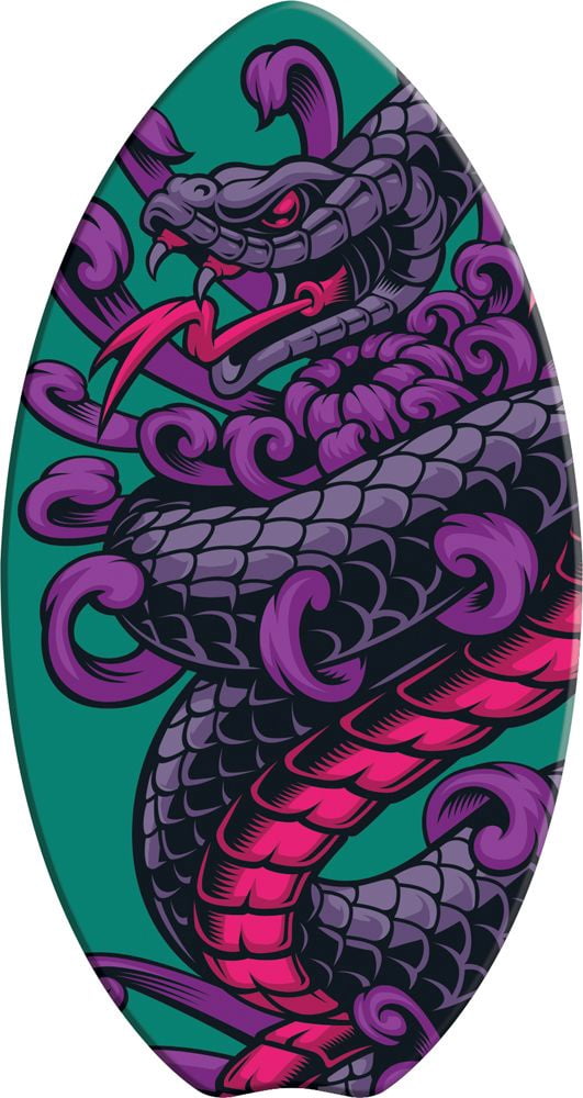 Bluewater Beach 35" Wood Skim Board with Fun Multicolor Design, Recommended Age 12+