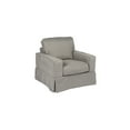 thumbnail image 2 of Box Chair & Ottoman Set - Slipcovered, Washable, Water-Resistant, Stain-Proof - Gray, 2 of 7
