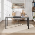 thumbnail image 2 of 63 Inch Modern Computer Desk - Sturdy Metal Frame, Large Writing Workstation or Dining Table for Home Office, Study, or Gaming, Seats 2-6, Black+Gray, Width 80cm, 2 of 8
