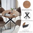 thumbnail image 4 of NORDICANA 3 Pieces 37-Inch Round Dining Table and Upholstered Chairs for Two Person, MDF Table-top, Light Brown Fuzzy Sherpa Armchairs with Black Metal Leg for Kitchen, Reception Room, 4 of 9