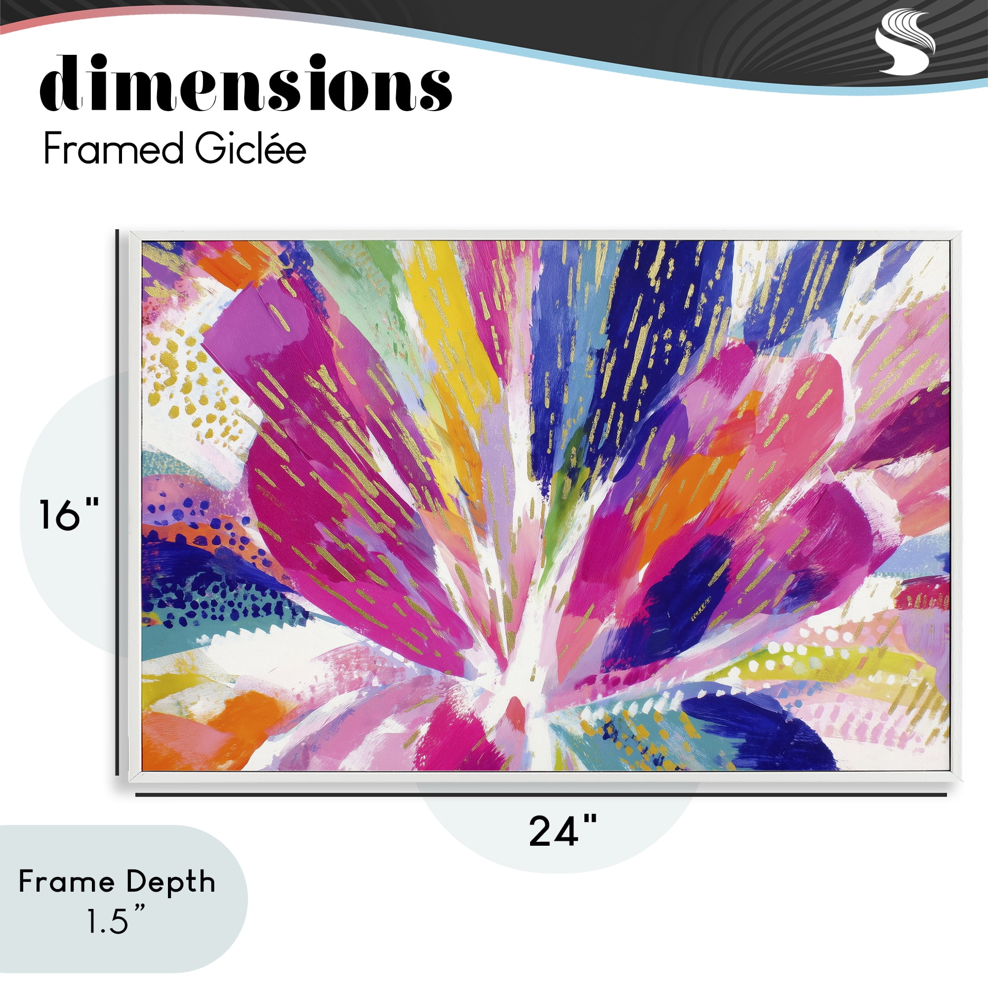 Stupell Industries Flower Burst in Vibrant Tones White Framed Giclee Art, design by Chromatic Storm Studio