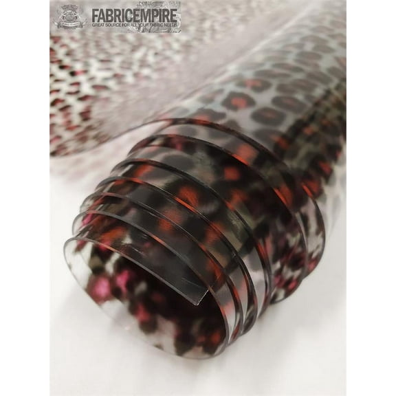 Transparent Leopard Print Plastic Vinyl Fabric Pink / 30 GAUGE / 54" Wide / Sold By The Yard