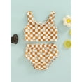 thumbnail image 2 of Genuiskids Toddler Baby Girl Print Plaid Pattern Bathing Suit, 2-pcs, Yellow, 2 of 8