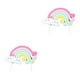 thumbnail image 4 of Cateissary Kit de decoración de pasteles, juego de horneado de arcilla polimérica, decoración de arcoíris, adornos de feliz cumpleaños, regalo creativo sonrisa arcoiris 2piezas Cateissary CBP213795, 4 of 5