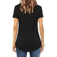 thumbnail image 5 of Fesfesfes Womens T Shirts Casual Women Casual Short Sleeve Flared Sleeves V-Neck Solid Loose T-Shirt Blouse Tops Women's Tops M(US:6), 5 of 8