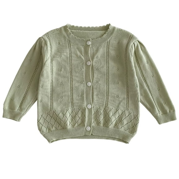 SELONE Sweater Jacket Toddler Lightweight Button Solid Long Sleeve Cute Clothes Green 120