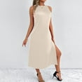 thumbnail image 5 of Summer Dresses for Womens 2026 Plus Size Fashion Solid Color Round Neck Sleeveless Dress, 5 of 7