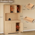 thumbnail image 2 of FANRAL 70” Tall Pantry Cabinet with Charging Station & LED Light,Wide Fluted Kitchen Hutch with Microwave Stand,Drawers & Adjustable Shelves for Dining Room Kitchen,Natural Oak Pantry Cabinet, 2 of 7
