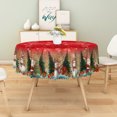 thumbnail image 6 of Duangreer Golden Christmas Plaid Round Tablecloth, Snowman Xmas Tree Gift Print, Waterproof Wrinkle Resistant, 70''Round, 6 of 6