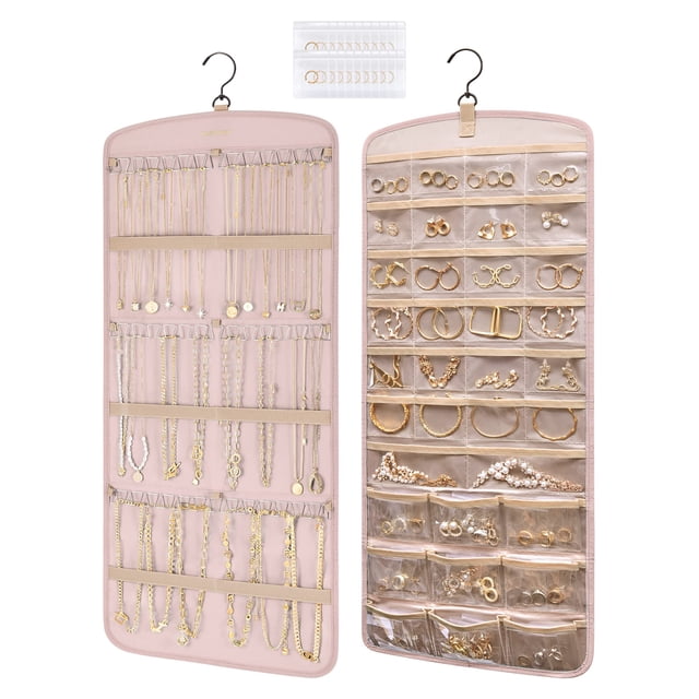Organizador de joyas BAGSMART con soporte colgante para collares, color rosa