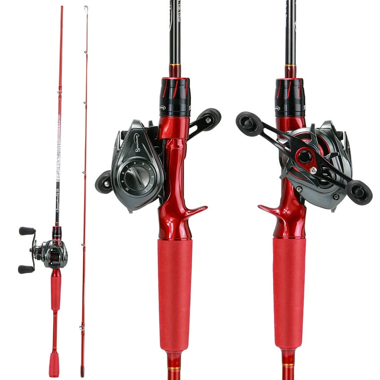 Sougayilang Baitcasting Rod and Reel Combos - 2 Pieces Casting Rod with  Smooth Powerful Baitcaster Reel