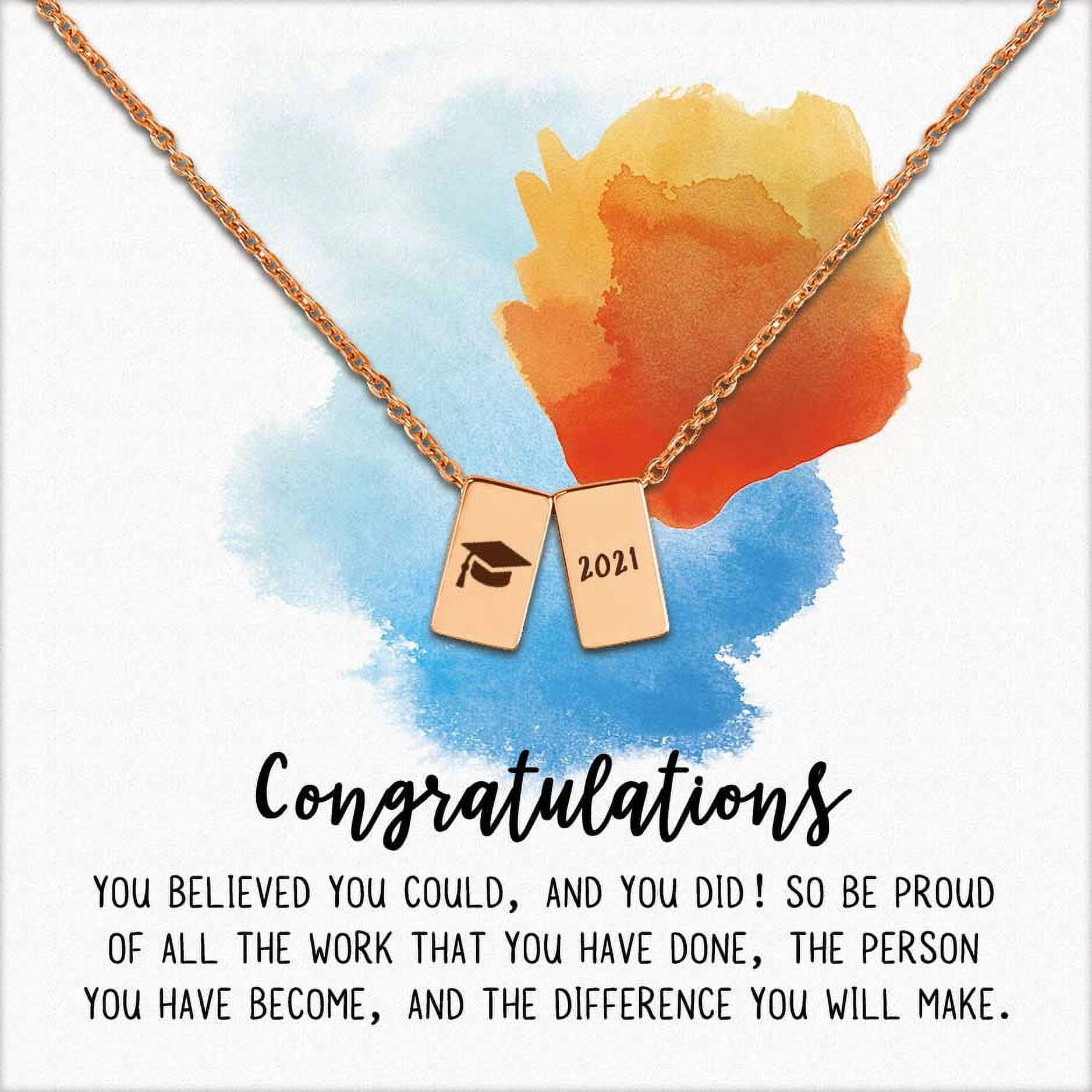Anavia Graduation Gift for Her - Congratulations 2021 Graduation Gifts for Daughter - College | High School Graduation Gift for Friend -Stainless Steel Cube Necklace Graduation Gifts