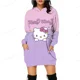 thumbnail image 4 of Sudadera con estampado de bloques de color de HELLO KITTY para mujer, moda informal, holgada, para oficina, manga larga, cuello redondo, sudaderas con capucha, tops de otoño, 4 of 5