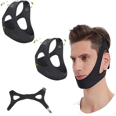2 Pack Chin Strap for Sleeping, Adjustable Jaw Support Chin Strap to Keep Mouth Closed, Anti Snoring Devices Breathable and Durable.