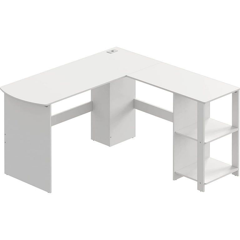 SHW Cyrus L Desk with Shelves White