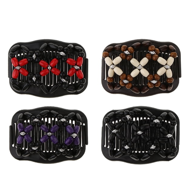 4pcs De Belleza Para El Cabello Perla Elástica Con Horquilla s Dobles Señora En Color Surtido Yuyangstore peines de pelo de perlas de mujer