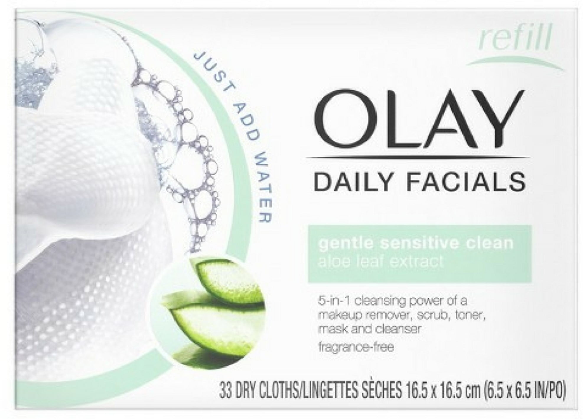 OLAY Daily Gentle Clean 4-in-1 Water Activated Cloths, 33 Ea (Pack of 2)
