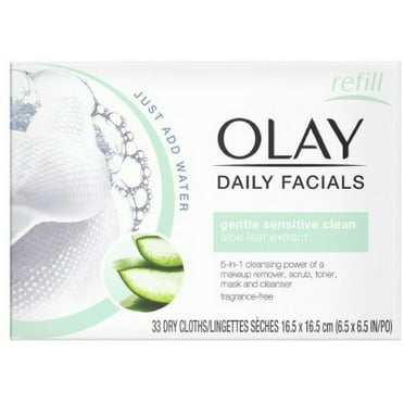 OLAY Daily Gentle Clean 4-in-1 Water Activated Cloths, 33 Ea (Pack of 2)