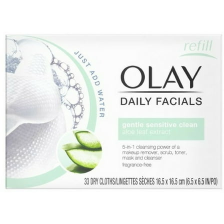 OLAY Daily Gentle Clean 4-in-1 Water Activated Cloths, 33 Ea (Pack of 4)