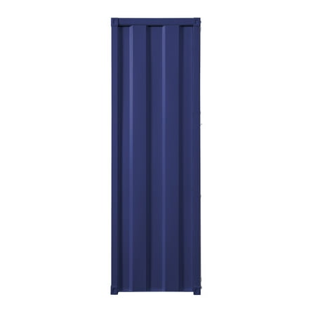 Industrial Style Metal Wardrobe with Recessed Door Front, Blue