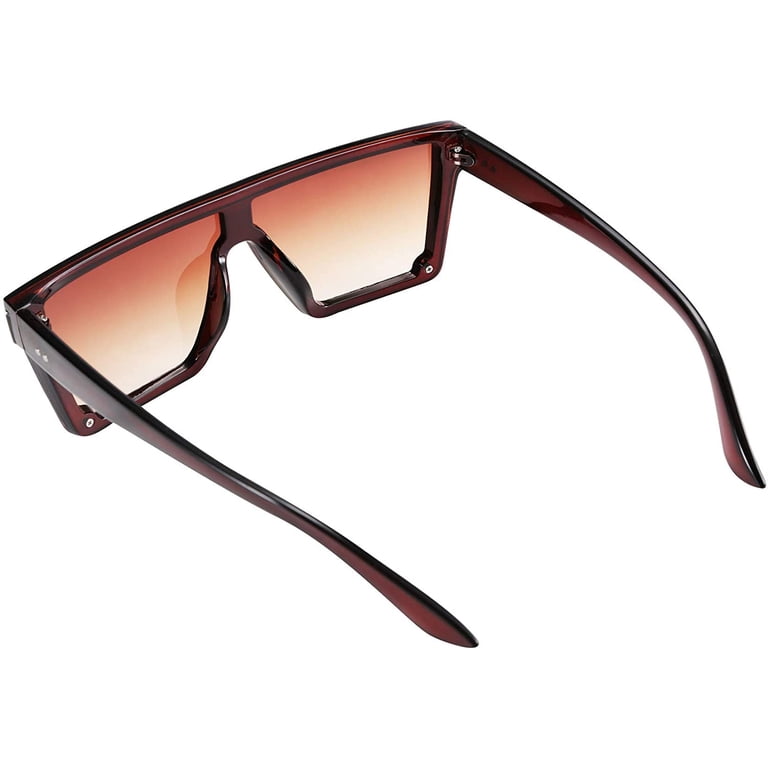 FEISEDY Women Men Flat Top Shield Sunglasses Oversized  display picture 2