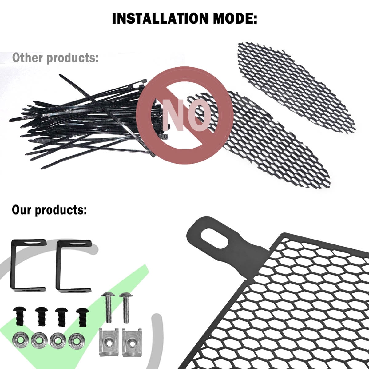 Corvette Front Radiator Mesh Grille Insert Covers; Glossy Black (20-23