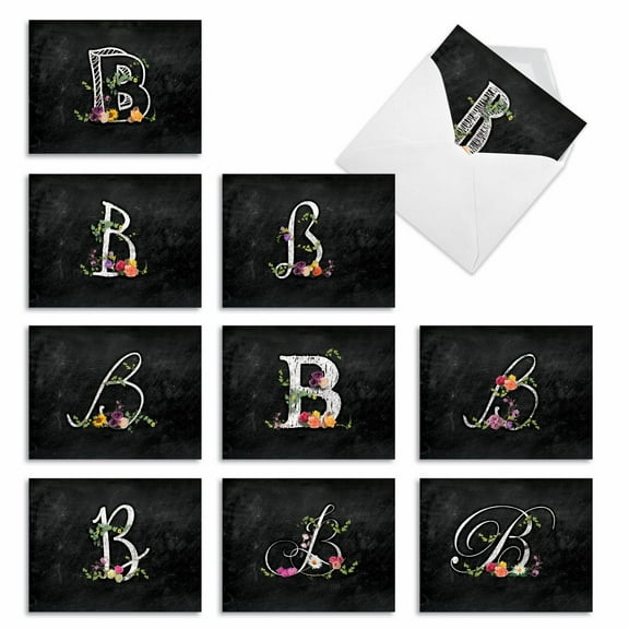 10 All Occasion Blank Note Cards Assorted (4 x 5.12 Inch) - B CHALK AND ROSES