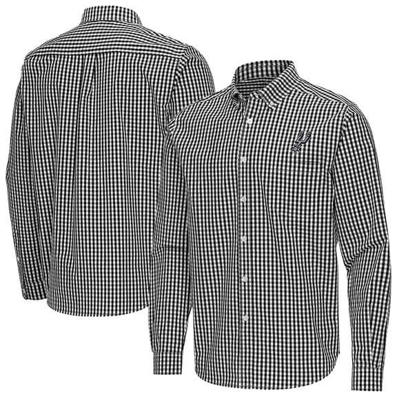 Men's Antigua Black San Antonio Spurs Ellis Woven Tri-Blend Button-Down Shirt