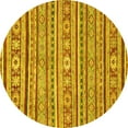 thumbnail image 1 of Ahgly Company Machine Washable Indoor Round Oriental Yellow Modern Area Rugs, 3' Round, 1 of 4