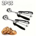 thumbnail image 1 of CNKOO Ensemble de 1/3 Pcs de Cuillères à Biscuits en Acier Inoxydable avec Poignée en Caoutchouc Antidérapante Mode d'Alimentation Non Chargé Comprend 1/2/3 Cuillères à Soupe Tailles 18/8 Cuillères à Pâtisserie avec Libération par Gâchette pour Crème Glacée et, 1 of 7