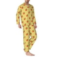thumbnail image 2 of Naloa Hand Drawn Strawberry Men’s Pajamas Set - Long Sleeve Button Down Sleep Shirt and Pajama Bottoms Sleepwear Set-Medium, 2 of 7