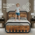 thumbnail image 4 of Catrimown Twin Size Bed Frame with LED Light Headboard, Metal Platform Bed with Wooden Headboard, Rustic Brown, 4 of 7