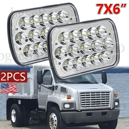 Pair 7x6" Inch LED Headlights Hi/Lo Beam DOT Fit GMC Safari C6500 C7500 Topkick