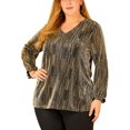 thumbnail image 2 of Agnes Orinda Womens Plus Size Top Metallic Party Glitter Long Sleeve Shiny Disco Sparkle Tops 2X Gold, 2 of 8