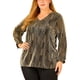 thumbnail image 2 of Blusa de fiesta metálica brillante de manga larga con brillo disco para mujer de tallas grandes Agnes Orinda 4X dorada, 2 of 8