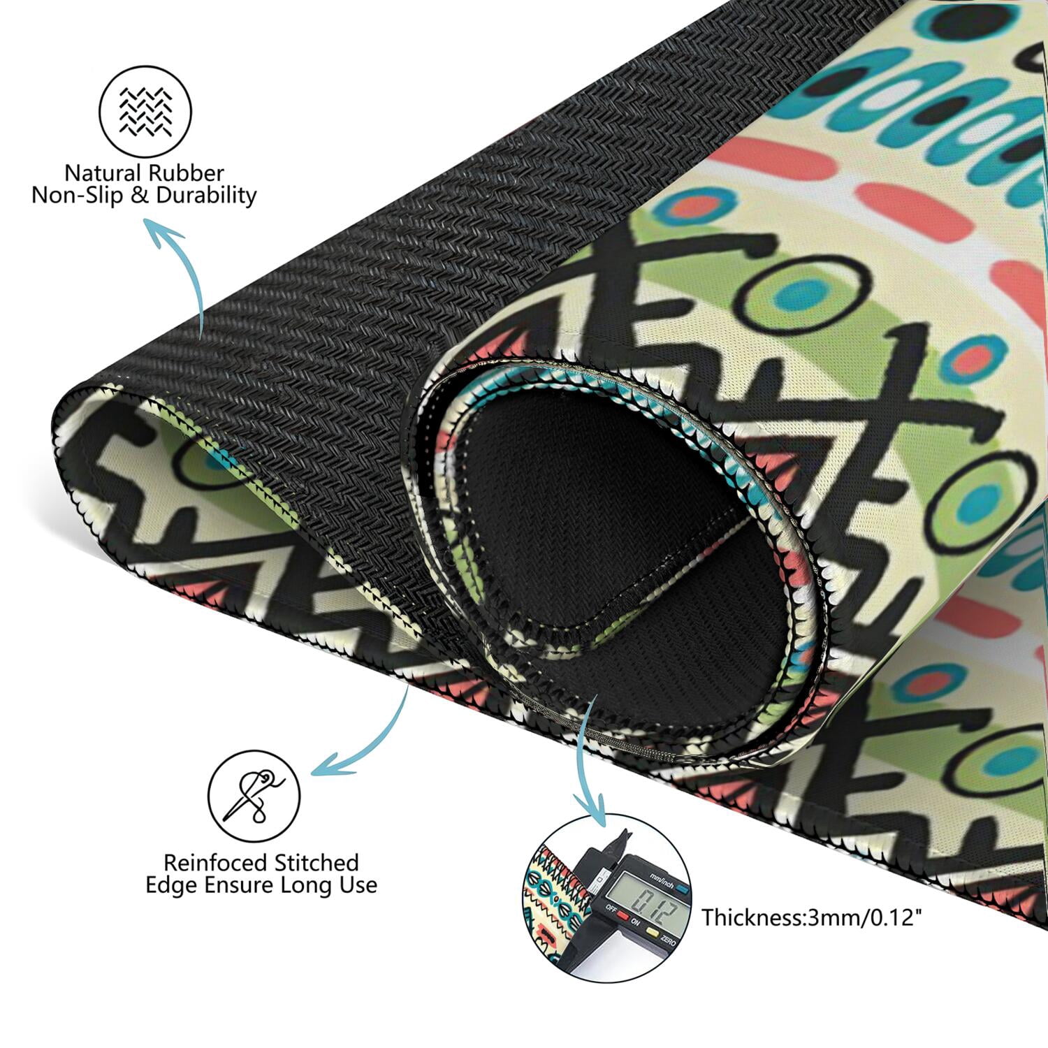 Premium Boho Design Extra Large Rubber Game Mat 31.5 Inch Square Mahjong Table Topper Features Non-Slip Backing and Noise Reduction for Tiles and Entertainment