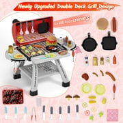 Kitchen Playset Toys For Kids Toys, Kids BBQ Grill Playset with Smoke, Sound & Light, Toy Grill for Kids, Pretend Play Food, Interactive Toys Barbecue Cooking Game for Toddlers Boys Girls 3-5