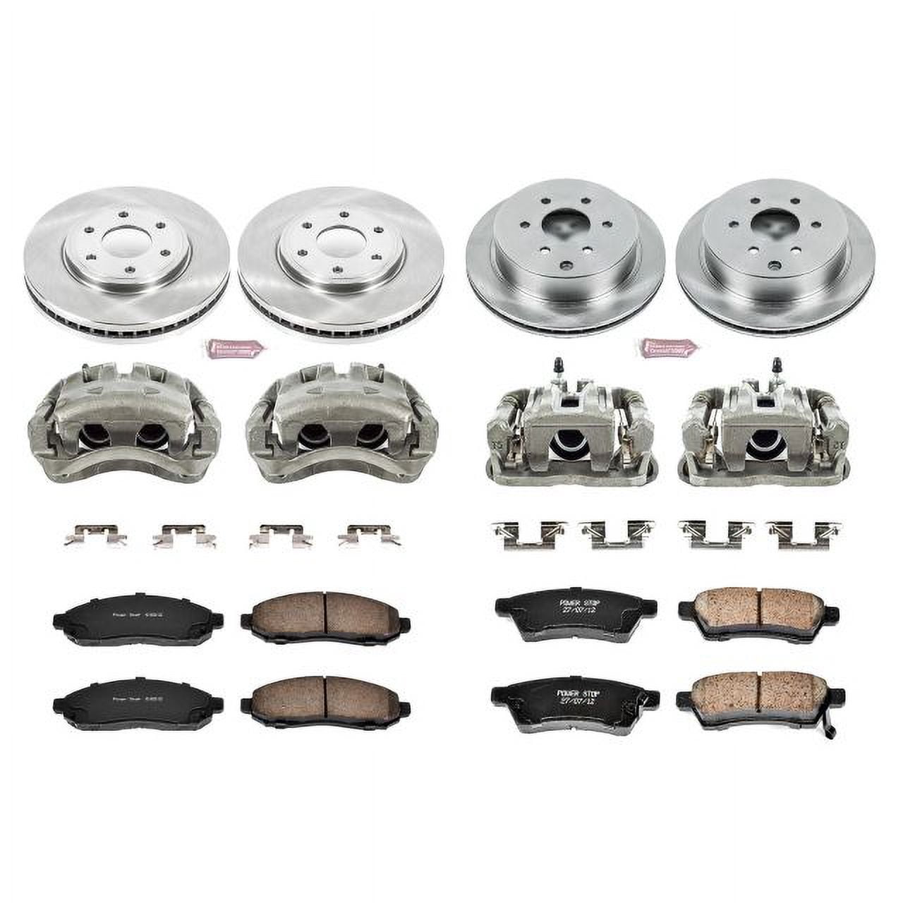 PowerStop Front and Rear Stock Replacement Brake Pad and Rotor Kit with Calipers Fits: NISSAN SUZUKI Select Models KCOE4063