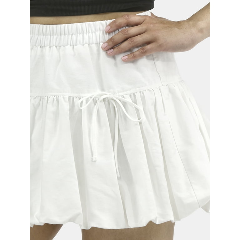 bow.a BLOSSOM SKIRT ホワイト S white mini skirt with bow details – nellamoon candles