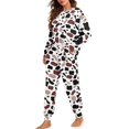 thumbnail image 2 of SCRAWLGOD Cow Print Brown White Black Women's 2 Pieces Pajama Set Soft Round Collar Long Sleeve Sleepwear with Elastic Band Breast-Pocket Loungewear Pjs Sets with Pockets, M, 2 of 7